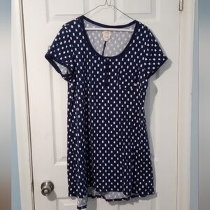 Lucky Brand Navy and White Polka Dot Pajama Dress